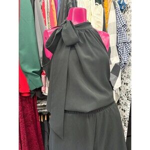 Ny&Co Halter Large Side Bow Tie Sleeveless Short Romper Jumpsuit pockets Large